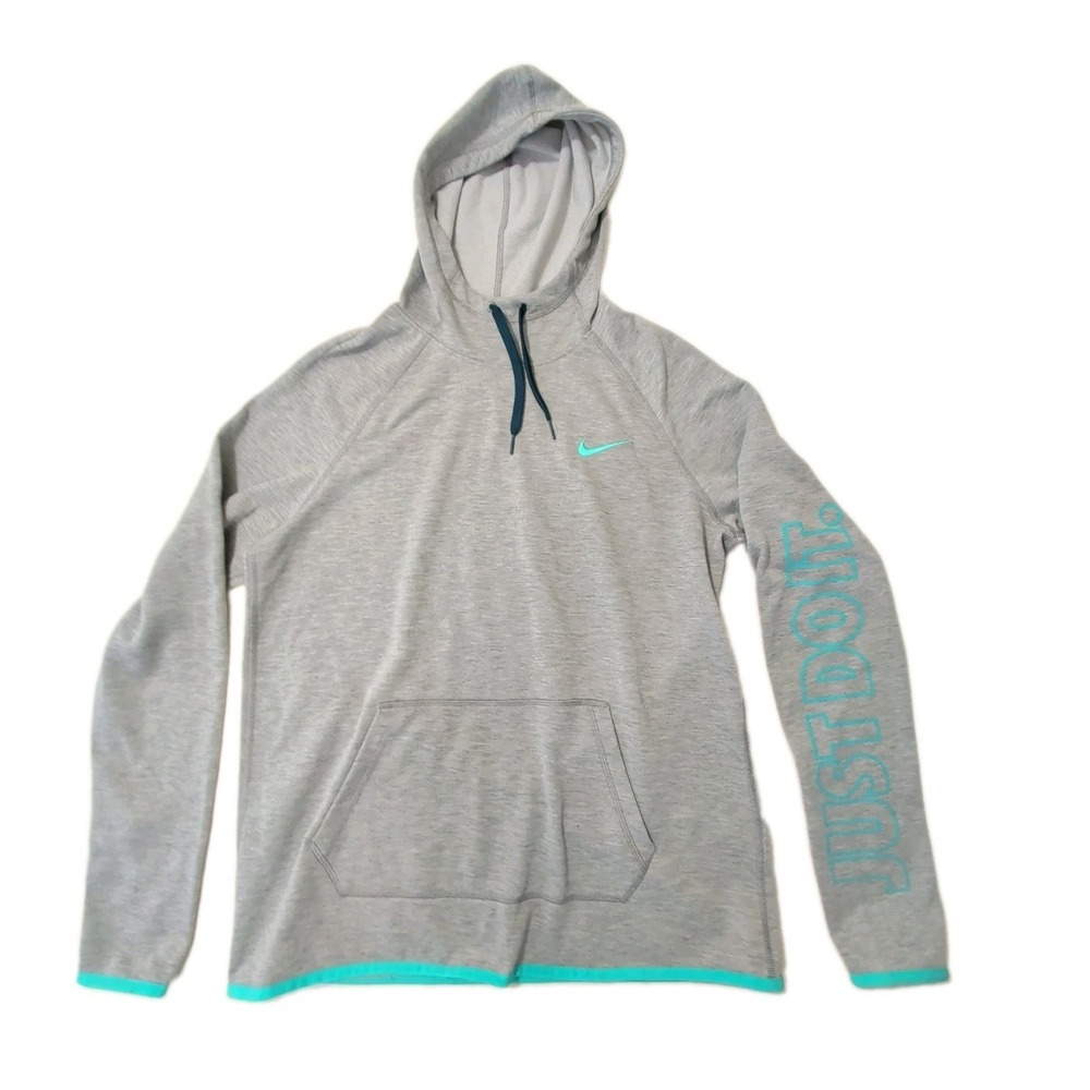 Nike Hoodie Pullover Womens M Gray Dri Fit Lightweight Thumbhole Active Athletic